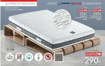 Mondo Convenienza Chimera Materasso Leonardo Matrimoniale 160x190 Cm Singolo/matrimoniale Materasso Memory offerta