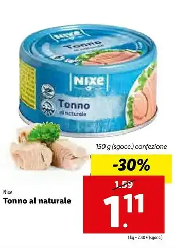 Lidl Nixe Tonno Al Naturale 150 G(ml) offerta