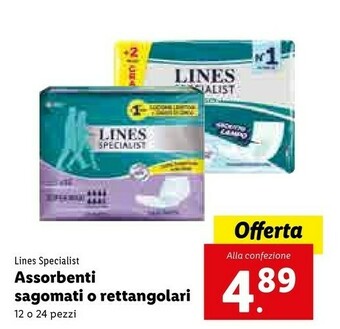 Lidl Lines Assorbenti Sagomati offerta