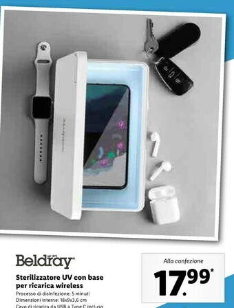 Lidl Beldray Sterilizzatore UV Con Base Per Ricarica Wireless offerta