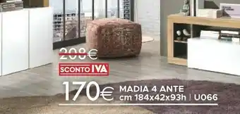 Mondo Convenienza Madia 4 Ante Cm 184x42x93h offerta