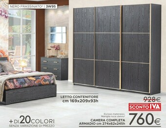 Mondo Convenienza Nero Frassinato Letto Contenitore Cm 169x209x93h offerta