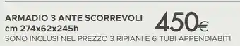 Mondo Convenienza Armadio 3 Ante Scorrevoli Cm 274x62x245h offerta