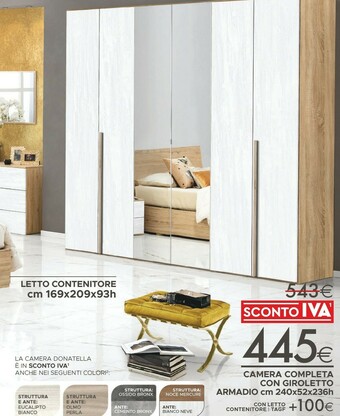 Mondo Convenienza Rovere Cadiz Letto Contenitore Cm 169x209x93h offerta