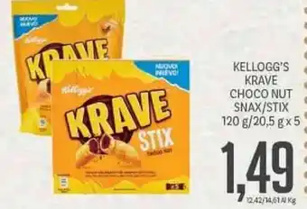 Supermercati Piccolo Kellogg's Krave Choco Nut Snax/Stix 120 g/20.5 g x 5 offerta