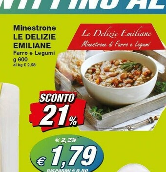 Prix Quality Le Delizie Emiliane Minestrone Farro E Legumi 600 G offerta