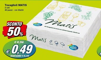 Prix Quality Matis Tovaglioli 2 Veli offerta