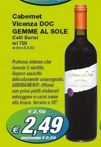 Prix Quality Sole Gemme Al Cabemet Vicenza Doc offerta