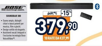 Unieuro Bose Smart Soundbar 300 Nero offerta