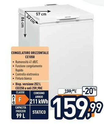Unieuro Ignis Congelatore Orizzontale CE1050 offerta