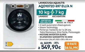 Unieuro Hotpoint AQD1072D 697 EU/A N Lavasciuga Libera Installazione Caricamento Frontale Argento, Bianco E offerta