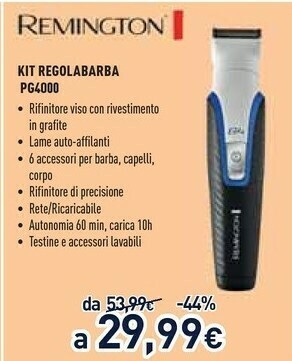 Unieuro Remington PG4000 Rasoio Da Uomo Nero, Blu, Bianco offerta