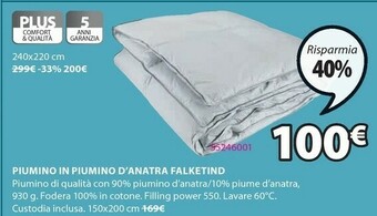 JYSK Piumino In Piumino D'anatra Falketind offerta