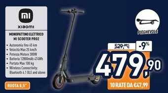 Unieuro Xiaomi Mi Electric Scooter Pro 2 25 Km/h Nero offerta