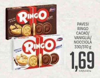 Supermercati Piccolo Pavesi Ringo Cacao/Vaniglia/Nocciola 330/310 g offerta