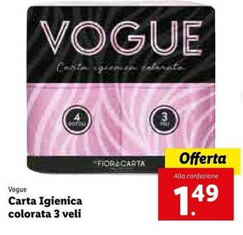 Lidl Vogue Carta Igienica Colorata 3 Veli offerta