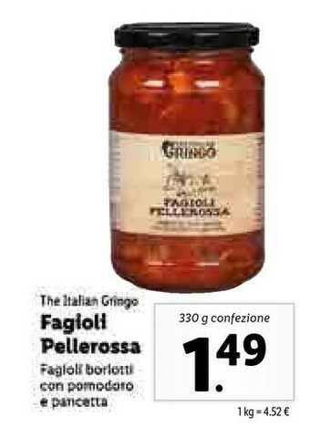 Lidl The italian gringo Fagioli Pellerossa offerta