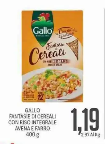 Supermercati Piccolo Gallo Fantasie Di Cereali Con Riso Integrale Avena E Farro 400 g offerta