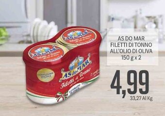 Supermercati Piccolo As Do Mar Filetti Di Tonno All'Olio Di Oliva 150 g x 2 offerta
