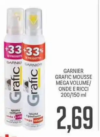 Supermercati Piccolo Garnier Grafic Mousse Mega Volume/Onde E Ricci 200/150 ml offerta