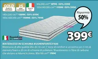 JYSK Buoninfante Materasso In Schiuma F400 offerta