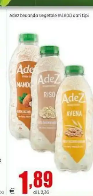 Elite Adez Bevanda Vegetale Cereali, Avena, Riso E Un Tocco Di Quinoa 800 G(ml) offerta
