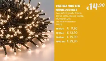 CATENA 480 LED MINILUCCIOLE Controller 8 giochi di luce