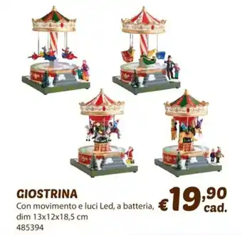 GIOSTRINA Con movimento e luci Led, a batteria, dim 13x12x18,5 cm