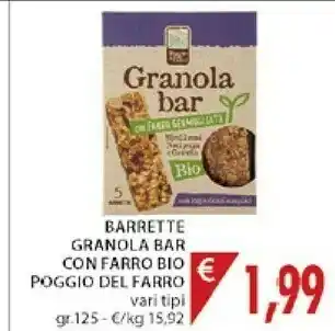 Mercatò Poggio del farro Granola Bar Con Farro Germogliato 125 G(ml) offerta