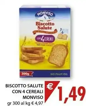 Mercatò Monviso Biscotto Salute Integrale Con 4 Cereali 300 G(ml) offerta