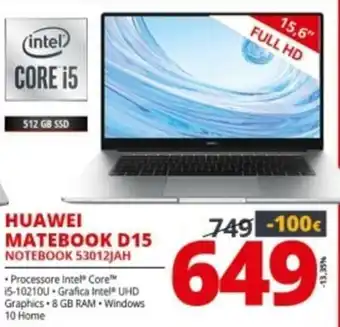 Comet Huawei Matebook D15 offerta