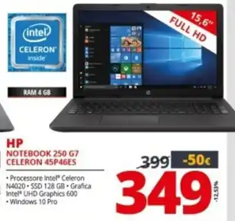 Comet hp Notebook 250 G7 Celeron 45P46ES offerta