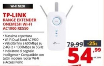 Comet Tp-Link Range Extender Onemesh Wi-Fi AC1900 RE550 offerta