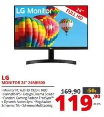 Comet LG Monitor 24" 24MK600 offerta