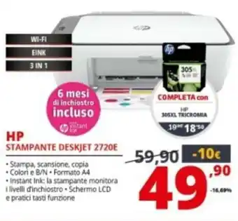 Comet hp Stampante Deskjet 2720E offerta