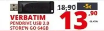 Comet Verbatim Pendrive USB 2.0 Store'n Go 64GB offerta