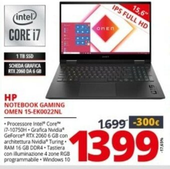 Comet hp Notebook Gaming Omen 15-EK0022NL offerta