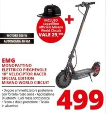 Comet EMG Monopattino Elettrico Pieghevole 10" Velociptor Racer Special Edition Misano World Circuit offerta