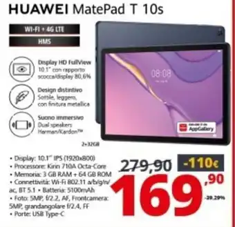 Comet Huawei MatePad T 10s offerta