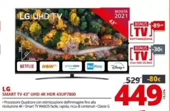 Comet LG Smart TV 43" UHT 4K HDR 43UP7800 offerta