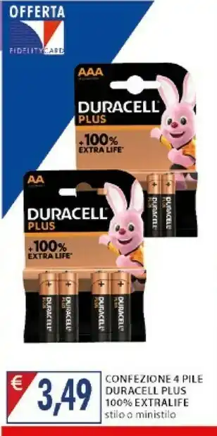 Mercatò Duracell Confezione 4 Pile Plus offerta