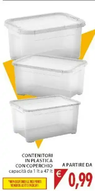 Mercatò Contenitori In Plastica Con Coperchio offerta
