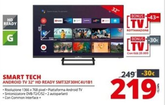 Comet Smart Tech Android TV 32" HD Ready SMT32F30HC4U1B1 offerta