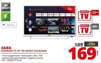 Comet Saba Android TV 24" HD Ready SA24S46A9 offerta