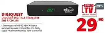 Comet Digiquest Decoder Digitale Terrestre SH5 RICD1218 offerta