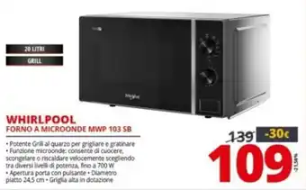 Comet Whirlpool Forno A Microonde MWP 103 SB offerta