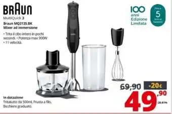 Comet Braun MQ3135.BK Mixer ad immersione offerta