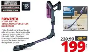 Comet Rowenta Scopa Elettric Senza Filo X-Force Flex 8.60 RH9639 offerta