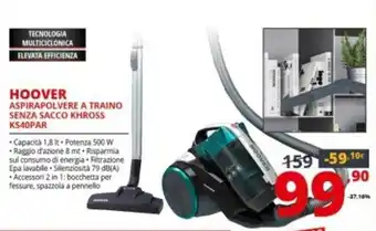 Comet Hoover Aspirapolvere A Traino Senza Sacco KHRoss KS40PAR offerta