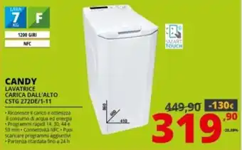 Comet Candy Lavatrice Carica Dall'Alto CSTG 272DE/1-11 offerta